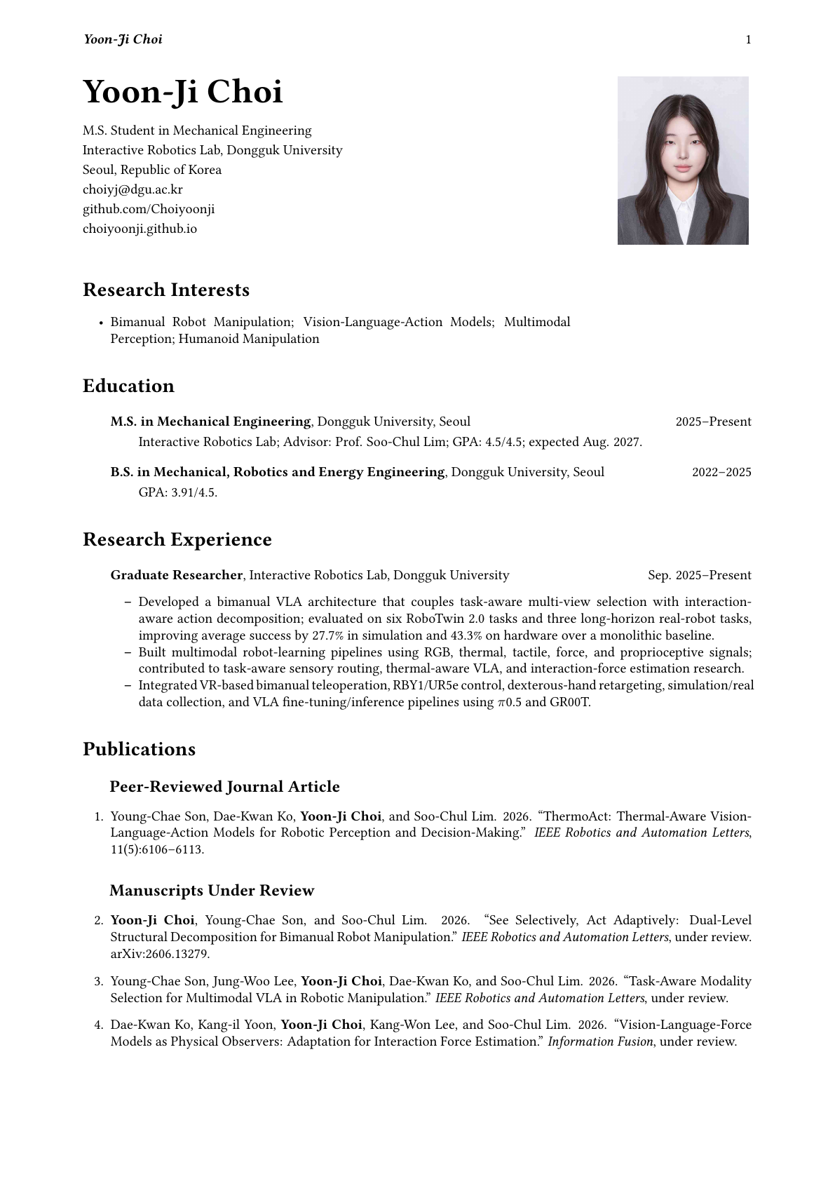 Yoon-Ji Choi CV page 1 of 3